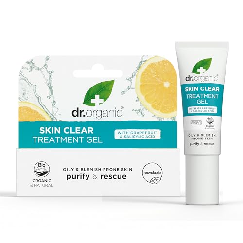 Dr Organic Skin Clear 5 in 1 Treatment Gel, Minimise Spots & Reduce Redness, Salicylic Acid, Oily Skin, Natural, Vegan, Cruelty-Free, Paraben & SLS-Free, Organic, 10ml, Packaging may vary