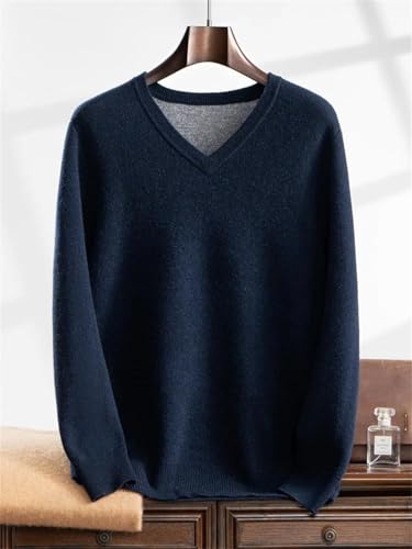 Men's Cashmere Sweater V-Neck Pullover Casual Cashmere Knitwear Long Sleeve Tops2