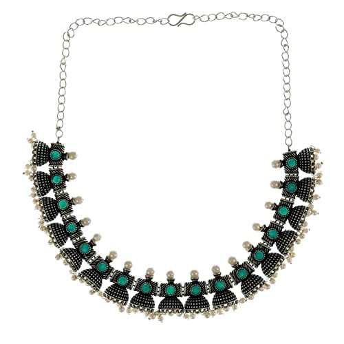 Bollywood Theme Oxidized Brass Necklace Set for Navratri EV-3649-G1