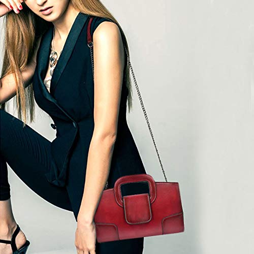 Bolso Satchel Vintage de Mujer Goclothod Rojo miniatura 3