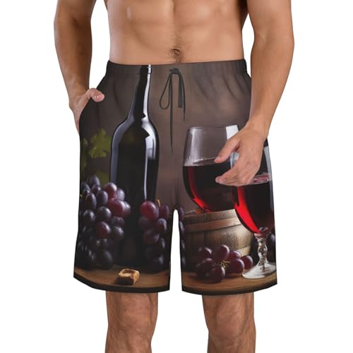 Men's Swim Trunks Quick Dry Board Shorts Mens Bathing Suit Swimsuits Grape Wine Beach Shorts with Pockets