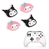 DLseego Cute Rabbit 4PCS Thumb Grips Caps for Xbox One PS5 PlayStation4 DualSense Switch Pro Wireless Controller Steam Deck, Soft Silicone Anti-Slip Button Cap Japanese Cartoon 3D Joystick Cover