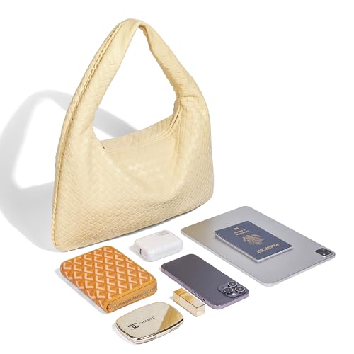 Rejolly Woven Hobo Bag for Women Leather Shoulder Tote Handbag Trendy Purse4