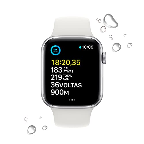 Apple Watch SE (2a geração) GPS, Smartwatch com caixa prateada de alumínio – 44 mm • Pulseira esport