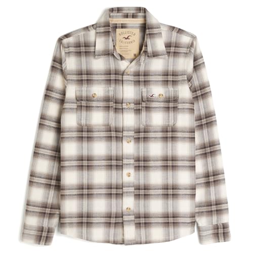 [ホリスター] メンズ フランネルチェックシャツ ネルシャツ Hollister Flannel Shirt (JP, アルファベット, XL, ライトブラウン) [並行輸入品]