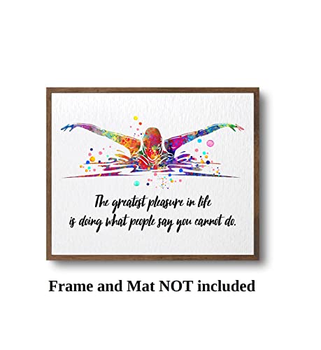 Dignovel Studios 8X10 Unframed Swimmer Swimming Training Sports Competition Motivational Inspirational Quote Greatest Pleasure Watercolor Art Print Poster Wall Hanging Decor Dn801 #TOP3