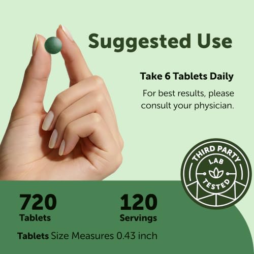 Image of Micro Ingredients Organic Spirulina Chlorella Tablets, 720 Count | 4 Month Supply | 50 /50 Algae Blend | Broken Cell Wall | Non-GMO, Filler Free