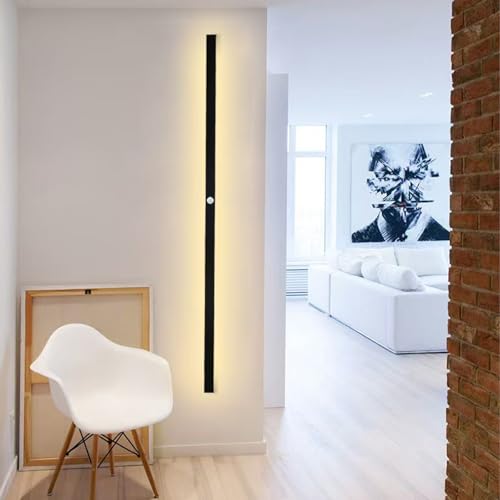 Aplique de pared con sensor de movimiento rectángulo 80CM iluminación interior aluminio negro 6