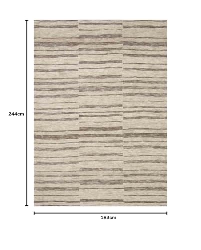 Image of Modern Pattern Wool Carpet with Loop Texture Yarn Anti Shedding Carpet Size 6x8 Feet B4 Brown Multi Color