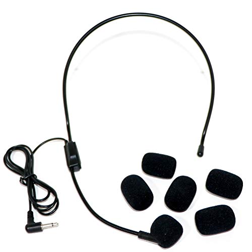 Headset Microphone with 5 Pack Microphone Foam Covers Set, Wired Headset Microphone with 5 Microphone Windscreens for Voice Amplifier, Teachers, Speakers, Coaches, Presentations, Instructors