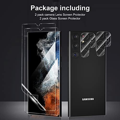Anoowkoa [2 Pack] Samsung Galaxy S22 Ultra 5G SOFT Clear TPU Screen Protectors and [2 Pack] Camera Lens Tempered Glass Film Protectors, Guard Galaxy S22 Ultra 5G Film,HD-Clear Bubble Free