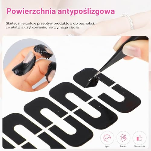 PLABBDPL 50 sztuk szablonów do paznokci, szablon do polerowania paznokci, instrukcja malowania paznokci, zestaw bariery skórnej, ochrona lakieru do paznokci, podstawowe akcesoria do paznokci, czarne