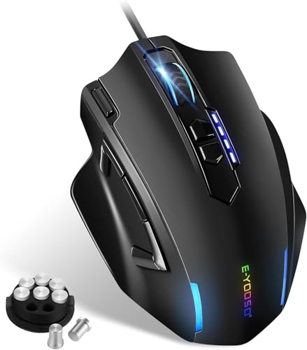 Grande souris gamer filaire rétroéclairée 12400 DPI E-Yooso pour de longues sessions de jeu