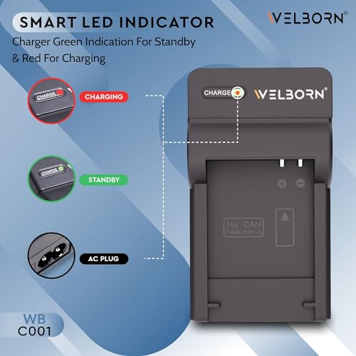 Image of Welborn Camera Battery Charger for Canon NB-8L Battery Compatible with Canon Powershot A2200, A1000, A1200, A3000 is, A3100 is, A3150 is, A3200 is, A3300 is, A3350 is, PC1474 etc.