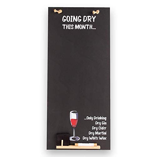 Chalkboards UK seco Mes de Altura Delgada Pizarra/Pizarra/Memo Junta de Cocina con Cuerda, diseño de cabinas de Bandeja y Tiza. Gama, Madera, Negro, 60u00a0x 26,5u00a0x 1u00a0cm