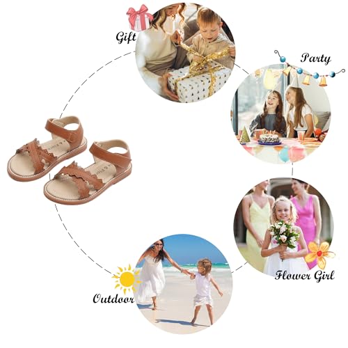 Image of Felix & Flora Toddler Girl Sandals - Little Girl Easter Dress Shoes Lightweight Open Toe Beach Holiday Flats