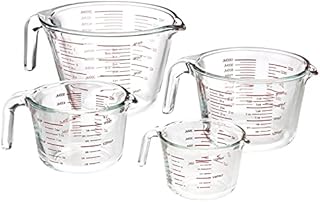 AmazonCommercial Glass Measuring Cup Set, 4 Piece Set Includes 250 ml, 450 ml, 1 L and 2 L