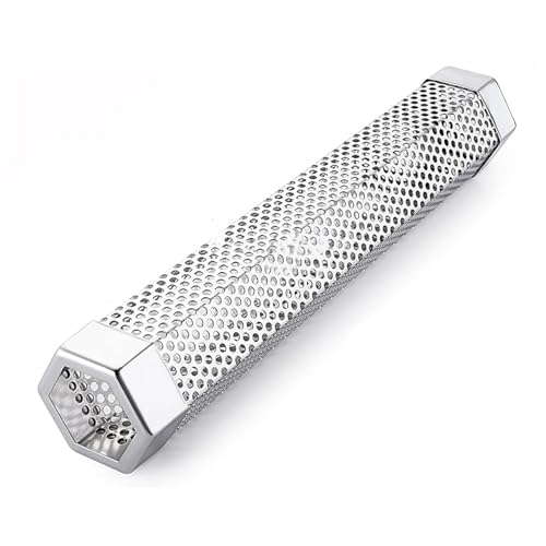 Tubo de Ahumar de Acero Inoxidable para Barbacoa de Gas y Carbón Vegetal - Parrilla Esférica para Sabor Aromático de Humo en Carne