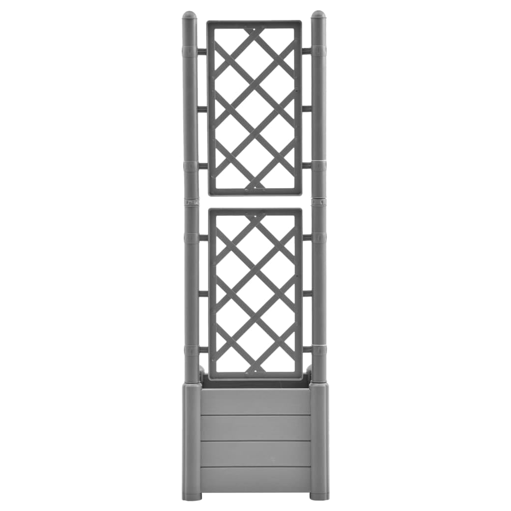 Gartenregal Kräuterbeet Pflanztisch Balkonschrank Pflanzkübel mit Spalier 43x43x142 cm PP Steingrün Robuste und dekorative Gartengestaltung für vielseitige Anwendungen