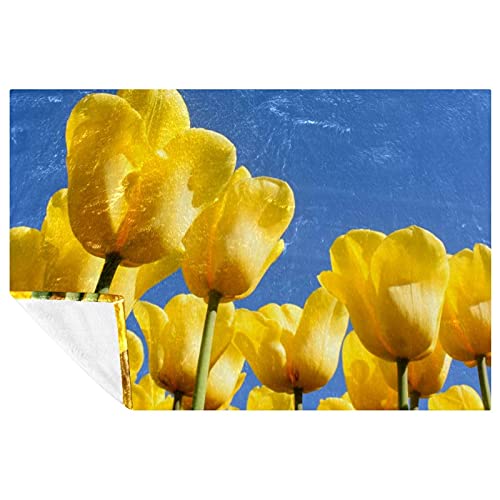 Couverture douce tulipe jaune 150x100 cm plaid de lit et canapé