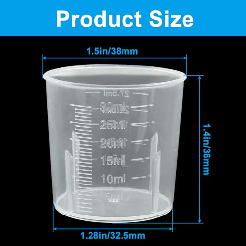 Vasos medidores plásticos 30 ml 6 piezas transparentes miniatura 2