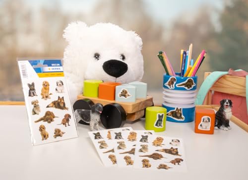 HERMA 3432 Aufkleber Hunde klein groß, 27 Stück, Tiere Sticker mit Labrador Dackel Collie Hunderassen Motiv, Kinder Etiketten für Fotoalbum Tagebuch Poesiealbum Scrapbooking Geburtstag Deko Briefe DIY