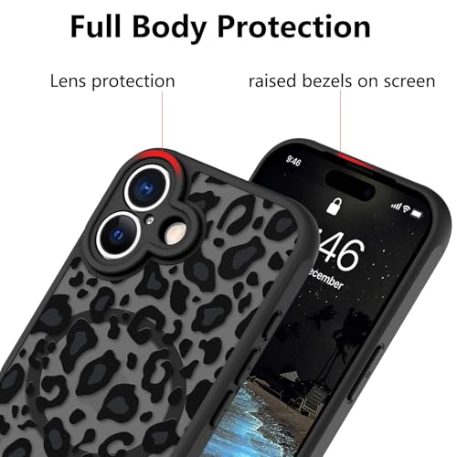 Image of KANGHAR Case for iPhone 17 Leopard Printed Pattern | [Compatible with Magsafe] Cute Cheetah Protective Magnetic Case for Girls Women Men 6.3 inch