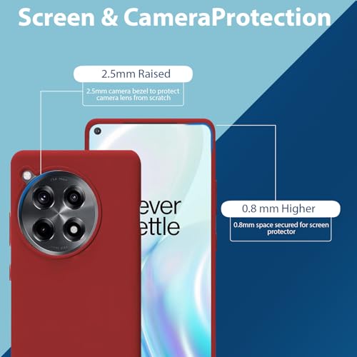 Image of LIRAMARK Liquid Silicone Soft Back Cover Case for OnePlus 12R 5G (Red)