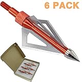 Maifield 125 Grain 3 Fixed Blade Bowhunting Broadheads 12 Pcs 1 1/4 Cutting Diameter Screw-in Archery Hunting Head Arrow Tip Crossbows and Compound Bow Arrows (100 Grain 6PK)