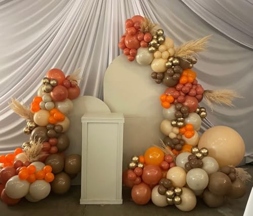 Image of 160Pcs Fall Balloons Garland Arch Kit - Orange Coffee Brown Gold White Sand Boho Latex Balloon for Autumn Birthday Hello Fall Little Pumpkin Baby Shower ThanksGiving Themed Party Decorations