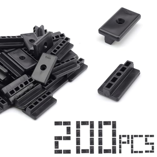 KLEHOPE Lot de 200 clips en T WPC pour lames de terrasse, 6 mm cachées, clip en T noir pour jardin, balcon, terrasse