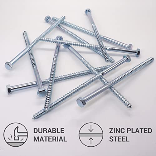 SKIR'CO (6 pcs) DIN 571 Zinc Plated Steel Hexagon Head Wood Screws M8 x 180 mm, Coach Screws, Hex Screw, Lag Bolts - Image 3
