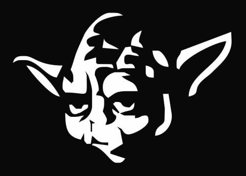 Yoda Decal Vinyl Sticker|Cars Trucks Laptop| White |5.5 x 3.75 in|LLI312