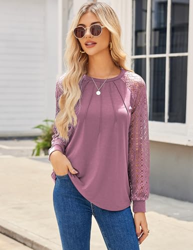 Image of HOTOUCH Women's Lace Long Sleeve Spring Dressy Casual Business Work Trendy Shirts