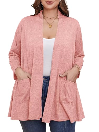 Image of BELAROI Plus Size Lightweight Cardigan Sweaters for Women Casual Open Front 3 /4 Sleeve Cover Up