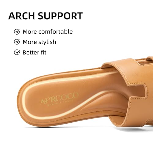 Image of AprCoco Women's Flat Sandals Dressy Classic H-Band Flats Sandals Summer Beach Vacations Slide Sandals