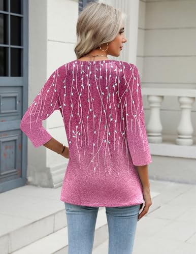 Image of Zeagoo 3 /4 Length Sleeve Womens Tops Casual V Neck Shirts Soft Basic Tees Business Work Blouses