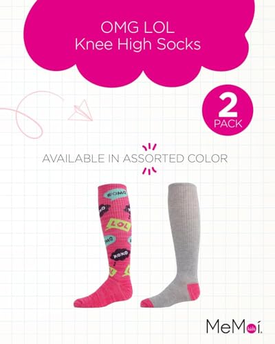 MeMoi Girls' 2 Pair Pack OMG LOL Knee High Socks2