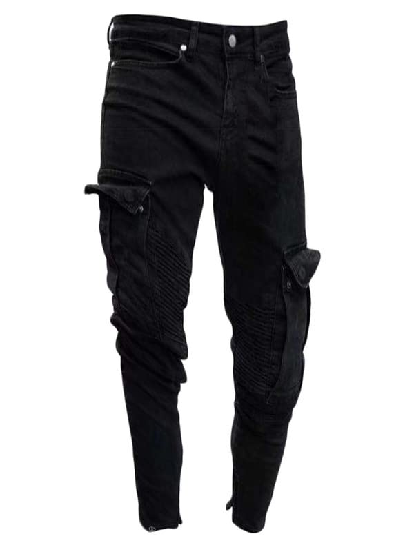 Andongnywell Men's Distressed Biker Skinny Jeans Man's Ripped Stretch Slim Fit Denim Pants Trousers2