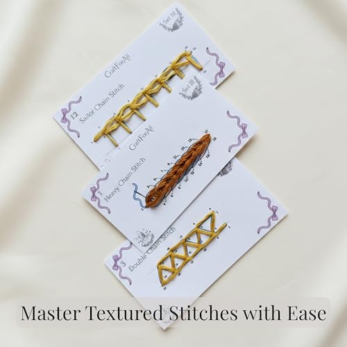 Image of 12 Perforated Beginner Embroidery Stitch Cards DIY Kit, Easy to Learn Patterns from Videos and Illustrated Step by Step Instructions, Needlepoint Kits for Adults Include Tools, Threads, Handmade Gifts
