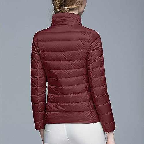 Aniywn Light Jackets for Women Warm No Hood Down Jacket Packable Short Fall Jacket Zip Cardigan Winter Coats with Pockets3