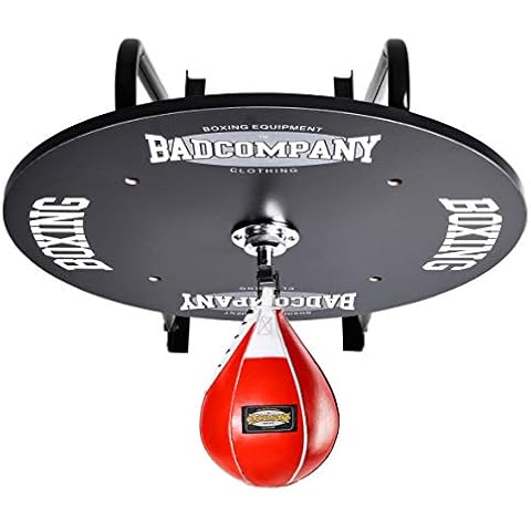 Profi Speedball Plattform Set inkl. Drehkugellagerung schwarz und Leder Boxbirne medium rot/Boxapparat für die Wandmontage Cover