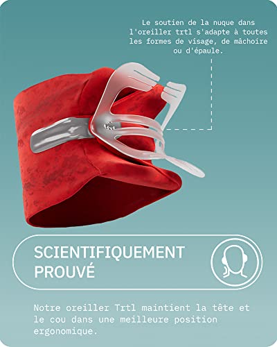 Trtl Travel Pillow Rouge Oreiller Cervical Peu Encombrant Voyage Reposant En Avion Voiture Et Bus Systeme De Soutien Unique Lavable En Machine