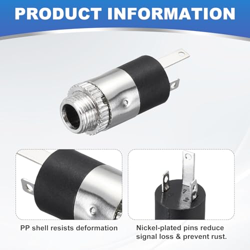 MECCANIXITY 5 Piezas Jack Audio 3.5mm Stereo TRS Hembra miniatura 4
