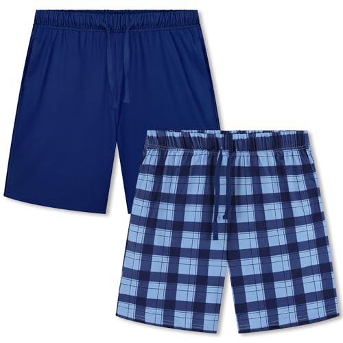 Image of Cooraby 2 Pack Boys Pajamas Shorts with Drawstring Pockets Teens Pull-on Pajamas Shorts Sport Casual Shorts for Youth