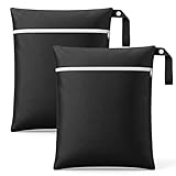 2 Stück 48 * 38cm Nasstasche,Schwarz Wetbag Schwimmsachen,Wet Bag mit Reißverschluss,Wiederverwendbar Nassbeutel,Schmutzige Kleidung Tasche Organiser,für Windeln Badeanzüge Strandtücher Schmutzige