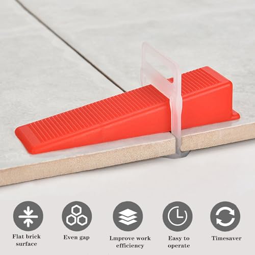 Fliesen Nivelliersystem 500 Stück 2mm Nivellierclips & Fliesenklammern aus PP, Profi Set für Großformat Fliesen, DIY Verlegung von Wand & Boden (Keramik, Marmor, Naturstein)