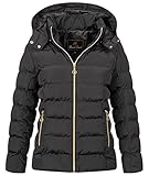 Rock Creek Damen Steppjacke Übergangsjacke Leicht Damenjacke Frauen Jacken Stepp Jacken mit Kapuze Daunenjacke Thremojacke D-489 Schwarz 2XL
