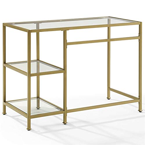 Crosley Furniture Aimee Glass Desk, Gold #TOP3
