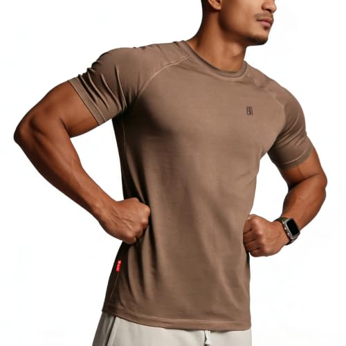 Image of Casual Short Sleeve Crew Neck Classic Wicking Breathable Fitness Muscle Athletic T Shirts Mens